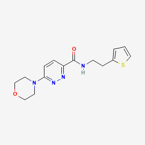molecular formula C15H18N4O2S B2442332 6-morpholino-N-(2-(thiophen-2-yl)ethyl)pyridazine-3-carboxamide CAS No. 1396786-32-5