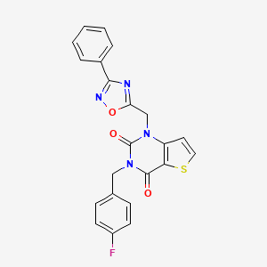 molecular formula C22H15FN4O3S B2442333 7-{[(3-氟苄基)氧代]甲基}-4-[(4-氟-3-甲基苯基)磺酰基]-2,3,4,5-四氢-1,4-苯并噁唑嗪 CAS No. 1226436-21-0