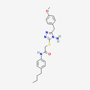 molecular formula C22H27N5O2S B2442335 2-[[4-amino-5-[(4-methoxyphenyl)methyl]-1,2,4-triazol-3-yl]sulfanyl]-N-(4-butylphenyl)acetamide CAS No. 898622-58-7