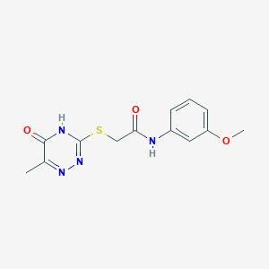 molecular formula C13H14N4O3S B2442340 2-(5-hydroxy-6-methyl(1,2,4-triazin-3-ylthio))-N-(3-methoxyphenyl)acetamide CAS No. 625413-32-3