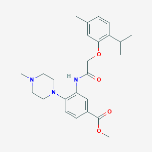 molecular formula C25H33N3O4 B244235 Methyl 3-{[(2-isopropyl-5-methylphenoxy)acetyl]amino}-4-(4-methyl-1-piperazinyl)benzoate 