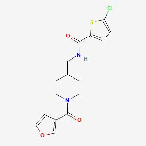 molecular formula C16H17ClN2O3S B2442354 5-chloro-N-((1-(furan-3-carbonyl)piperidin-4-yl)methyl)thiophene-2-carboxamide CAS No. 1396801-70-9