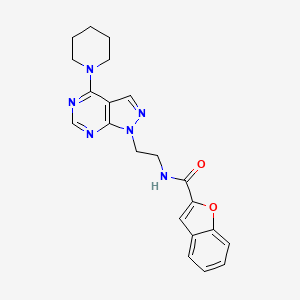 B2442355 N-(2-(4-(piperidin-1-yl)-1H-pyrazolo[3,4-d]pyrimidin-1-yl)ethyl)benzofuran-2-carboxamide CAS No. 1021123-31-8