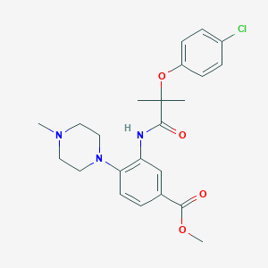 Methyl 3-{[2-(4-chlorophenoxy)-2-methylpropanoyl]amino}-4-(4-methyl-1-piperazinyl)benzoate