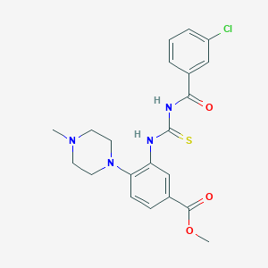 molecular formula C21H23ClN4O3S B244237 Methyl 3-({[(3-chlorobenzoyl)amino]carbothioyl}amino)-4-(4-methyl-1-piperazinyl)benzoate 