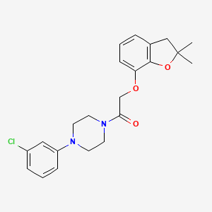 molecular formula C22H25ClN2O3 B2442371 1-(4-(3-氯苯基)哌嗪-1-基)-2-((2,2-二甲基-2,3-二氢苯并呋喃-7-基)氧基)乙酮 CAS No. 941947-73-5