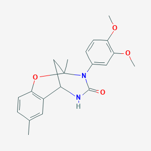molecular formula C20H22N2O4 B2442377 3-(3,4-dimethoxyphenyl)-2,8-dimethyl-5,6-dihydro-2H-2,6-methanobenzo[g][1,3,5]oxadiazocin-4(3H)-one CAS No. 899214-57-4