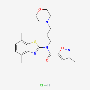 molecular formula C21H27ClN4O3S B2442379 盐酸N-(4,7-二甲基苯并[d]噻唑-2-基)-3-甲基-N-(3-吗啉丙基)异恶唑-5-甲酰胺 CAS No. 1189987-10-7