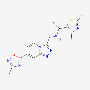 molecular formula C16H15N7O2S B2442382 2,4-dimethyl-N-((7-(3-methyl-1,2,4-oxadiazol-5-yl)-[1,2,4]triazolo[4,3-a]pyridin-3-yl)methyl)thiazole-5-carboxamide CAS No. 2034530-53-3