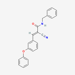 molecular formula C23H18N2O2 B2442398 (E)-N-benzyl-2-cyano-3-(3-phenoxyphenyl)prop-2-enamide CAS No. 358314-69-9