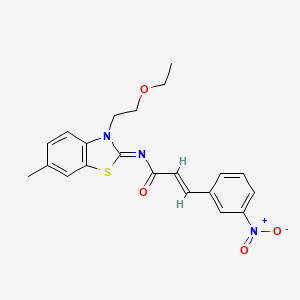 molecular formula C21H21N3O4S B2442404 (2E,NZ)-N-(3-(2-乙氧基乙基)-6-甲基苯并[d]噻唑-2(3H)-亚甲基)-3-(3-硝基苯基)丙烯酰胺 CAS No. 865162-07-8