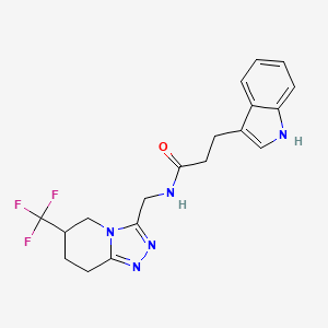 molecular formula C19H20F3N5O B2442405 3-(1H-吲哚-3-基)-N-((6-(三氟甲基)-5,6,7,8-四氢-[1,2,4]三唑并[4,3-a]吡啶-3-基)甲基)丙酰胺 CAS No. 2034538-98-0