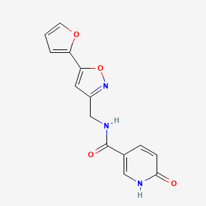 molecular formula C14H11N3O4 B2442409 N-((5-(呋喃-2-基)异恶唑-3-基)甲基)-6-氧代-1,6-二氢吡啶-3-甲酰胺 CAS No. 1207060-18-1