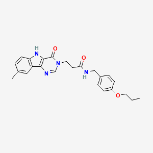 B2442413 3-(8-methyl-4-oxo-4,5-dihydro-3H-pyrimido[5,4-b]indol-3-yl)-N-(4-propoxybenzyl)propanamide CAS No. 1189451-03-3