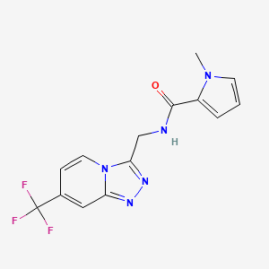 molecular formula C14H12F3N5O B2442415 1-甲基-N-((7-(三氟甲基)-[1,2,4]三唑并[4,3-a]吡啶-3-基)甲基)-1H-吡咯-2-甲酰胺 CAS No. 2034277-51-3