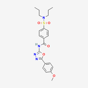 molecular formula C22H26N4O5S B2442417 4-(dipropylsulfamoyl)-N-[5-(4-methoxyphenyl)-1,3,4-oxadiazol-2-yl]benzamide CAS No. 442881-10-9