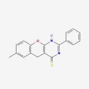 molecular formula C18H14N2OS B2442425 7-甲基-2-苯基-3H-chromeno[2,3-d]嘧啶-4(5H)-硫酮 CAS No. 866727-01-7