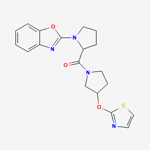 molecular formula C19H20N4O3S B2442430 （1-(苯并[d]恶唑-2-基)吡咯烷-2-基)(3-(噻唑-2-氧基)吡咯烷-1-基)甲酮 CAS No. 2197241-76-0