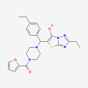 B2442431 (4-((2-Ethyl-6-hydroxythiazolo[3,2-b][1,2,4]triazol-5-yl)(4-ethylphenyl)methyl)piperazin-1-yl)(furan-2-yl)methanone CAS No. 898349-72-9