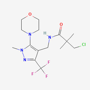 molecular formula C15H22ClF3N4O2 B2442433 3-chloro-2,2-dimethyl-N-{[1-methyl-5-morpholino-3-(trifluoromethyl)-1H-pyrazol-4-yl]methyl}propanamide CAS No. 956739-21-2