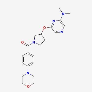 molecular formula C21H27N5O3 B2442443 (3-((6-(二甲氨基)吡嗪-2-基)氧基)吡咯烷-1-基)(4-吗啉苯基)甲苯酮 CAS No. 2034278-95-8