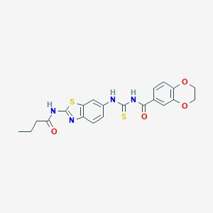 N-[6-({[(2,3-dihydro-1,4-benzodioxin-6-ylcarbonyl)amino]carbothioyl}amino)-1,3-benzothiazol-2-yl]butanamide