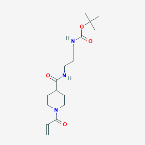 B2442455 Tert-butyl N-[2-methyl-4-[(1-prop-2-enoylpiperidine-4-carbonyl)amino]butan-2-yl]carbamate CAS No. 2361681-90-3