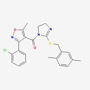 (3-(2-chlorophenyl)-5-methylisoxazol-4-yl)(2-((2,5-dimethylbenzyl)thio)-4,5-dihydro-1H-imidazol-1-yl)methanone