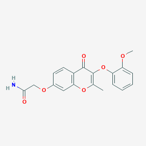 molecular formula C19H17NO6 B2442478 2-((3-(2-甲氧基苯氧基)-2-甲基-4-氧代-4H-色满-7-基)氧基)乙酰胺 CAS No. 637750-49-3