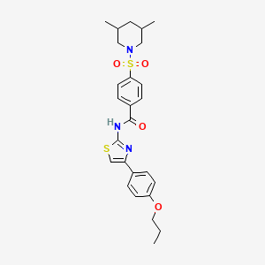 molecular formula C26H31N3O4S2 B2442489 4-((3,5-二甲基哌啶-1-基)磺酰基)-N-(4-(4-丙氧基苯基)噻唑-2-基)苯甲酰胺 CAS No. 361167-57-9