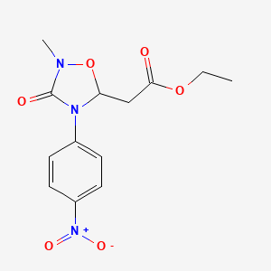 molecular formula C13H15N3O6 B2442501 2-[2-甲基-4-(4-硝基苯基)-3-氧代-1,2,4-恶二唑烷-5-基]乙酸乙酯 CAS No. 477870-12-5