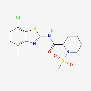 molecular formula C15H18ClN3O3S2 B2442505 N-(7-氯代-4-甲基苯并[d]噻唑-2-基)-1-(甲磺酰基)哌啶-2-甲酰胺 CAS No. 1214694-93-5