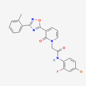molecular formula C22H16BrFN4O3 B2442508 N-(4-溴-2-氟苯基)-2-(2-氧代-3-(3-(邻甲苯基)-1,2,4-恶二唑-5-基)吡啶-1(2H)-基)乙酰胺 CAS No. 1251545-62-6