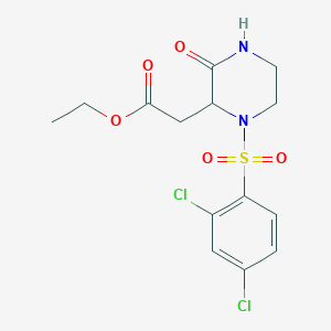 B2442511 Ethyl 2-{1-[(2,4-dichlorophenyl)sulfonyl]-3-oxo-2-piperazinyl}acetate CAS No. 318469-54-4