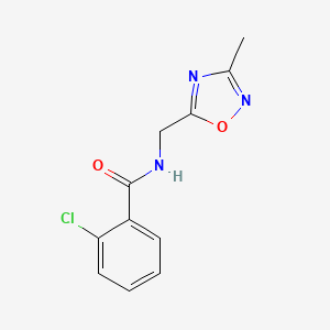 molecular formula C11H10ClN3O2 B2442512 2-氯-N-((3-甲基-1,2,4-噁二唑-5-基)甲基)苯甲酰胺 CAS No. 1235251-67-8