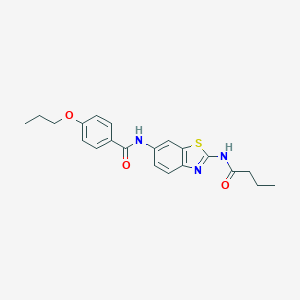 molecular formula C21H23N3O3S B244252 N-[2-(butanoylamino)-1,3-benzothiazol-6-yl]-4-propoxybenzamide 