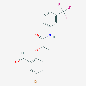 molecular formula C17H13BrF3NO3 B2442522 2-(4-溴-2-甲酰基苯氧基)-N-[3-(三氟甲基)苯基]丙酰胺 CAS No. 852849-28-6