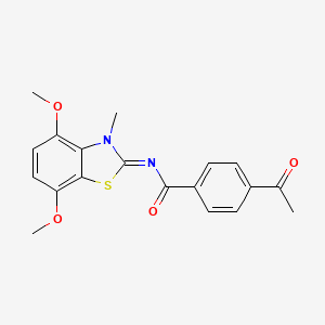 4-acetyl-N-(4,7-dimethoxy-3-methyl-1,3-benzothiazol-2-ylidene)benzamide