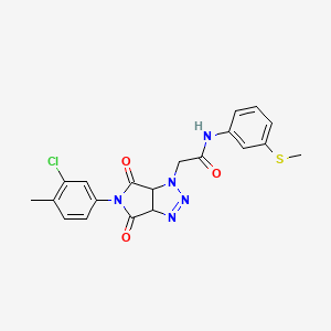 molecular formula C20H18ClN5O3S B2442528 2-[5-(3-chloro-4-methylphenyl)-4,6-dioxo-4,5,6,6a-tetrahydropyrrolo[3,4-d][1,2,3]triazol-1(3aH)-yl]-N-[3-(methylsulfanyl)phenyl]acetamide CAS No. 1052560-63-0