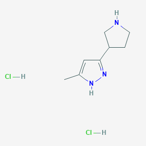 molecular formula C8H15Cl2N3 B2442534 3-Methyl-5-(pyrrolidin-3-yl)-1H-pyrazole dihydrochloride CAS No. 2173135-19-6