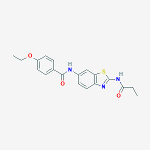 molecular formula C19H19N3O3S B244254 4-ethoxy-N-[2-(propanoylamino)-1,3-benzothiazol-6-yl]benzamide 