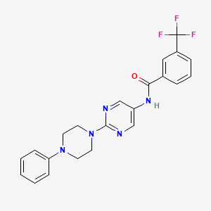 molecular formula C22H20F3N5O B2442543 N-[2-(4-phenylpiperazin-1-yl)pyrimidin-5-yl]-3-(trifluoromethyl)benzamide CAS No. 1396746-60-3