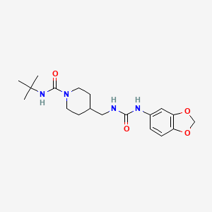 molecular formula C19H28N4O4 B2442549 4-((3-(苯并[d][1,3]二氧杂环-5-基)脲基)甲基)-N-(叔丁基)哌啶-1-甲酰胺 CAS No. 1234869-82-9