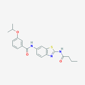 molecular formula C21H23N3O3S B244255 N-[2-(butyrylamino)-1,3-benzothiazol-6-yl]-3-isopropoxybenzamide 