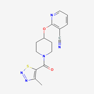 molecular formula C15H15N5O2S B2442554 2-((1-(4-Methyl-1,2,3-thiadiazole-5-carbonyl)piperidin-4-yl)oxy)nicotinonitrile CAS No. 1797127-69-5