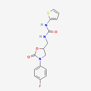 molecular formula C15H14FN3O3S B2442556 1-((3-(4-Fluorophenyl)-2-oxooxazolidin-5-yl)methyl)-3-(thiophen-2-yl)urea CAS No. 954687-68-4