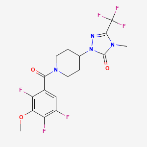 molecular formula C17H16F6N4O3 B2442557 4-methyl-1-(1-(2,4,5-trifluoro-3-methoxybenzoyl)piperidin-4-yl)-3-(trifluoromethyl)-1H-1,2,4-triazol-5(4H)-one CAS No. 2034329-52-5