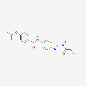 molecular formula C21H23N3O3S B244256 N-[2-(butyrylamino)-1,3-benzothiazol-6-yl]-4-isopropoxybenzamide 