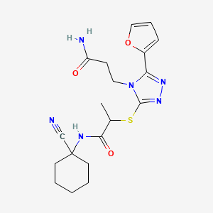 2-[[4-(3-Amino-3-oxopropyl)-5-(furan-2-yl)-1,2,4-triazol-3-yl]sulfanyl]-N-(1-cyanocyclohexyl)propanamide