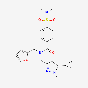 molecular formula C22H26N4O4S B2442568 N-((5-cyclopropyl-1-methyl-1H-pyrazol-3-yl)methyl)-4-(N,N-dimethylsulfamoyl)-N-(furan-2-ylmethyl)benzamide CAS No. 1798516-76-3